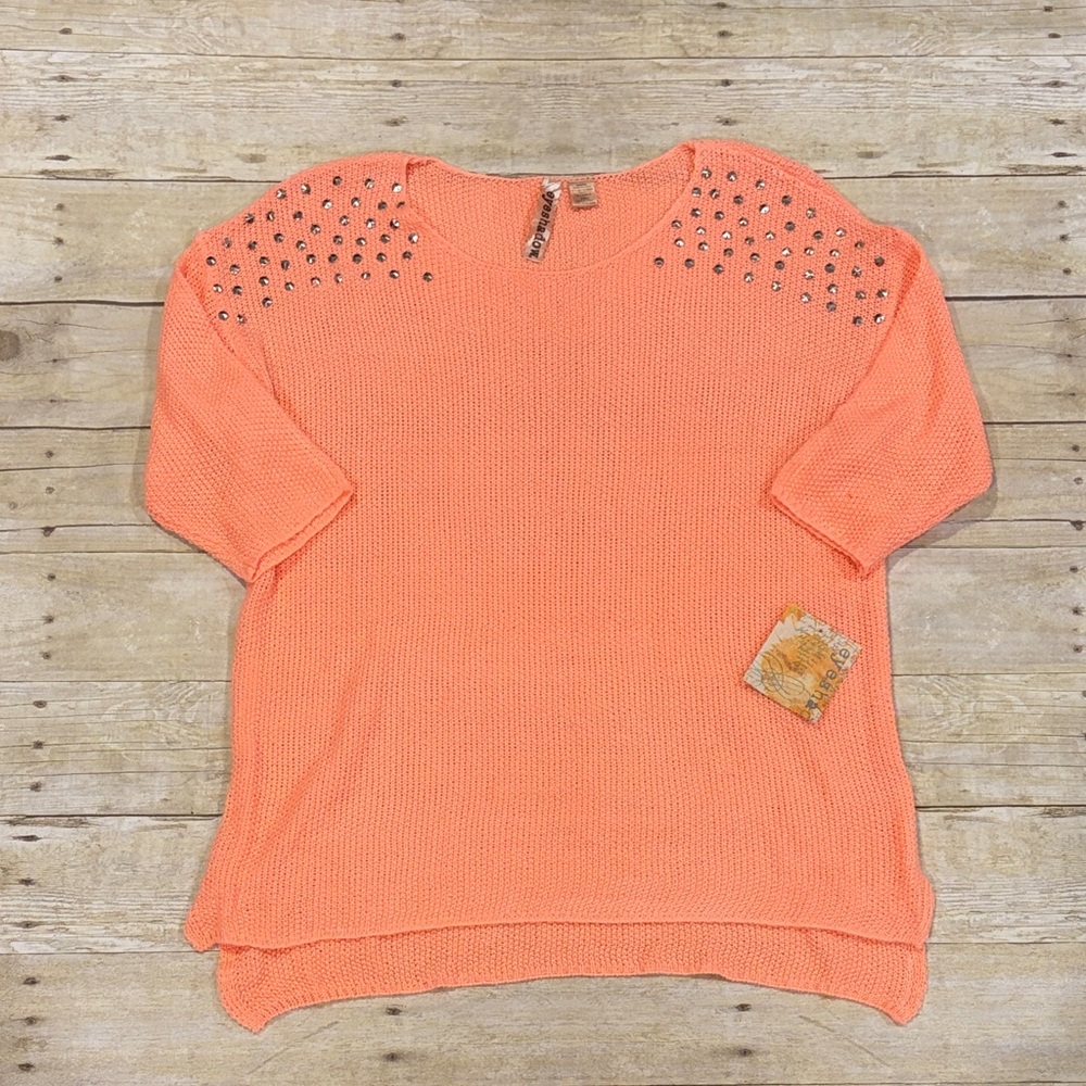 NWT Eyeshadow Coral Sweater with Studded Accents